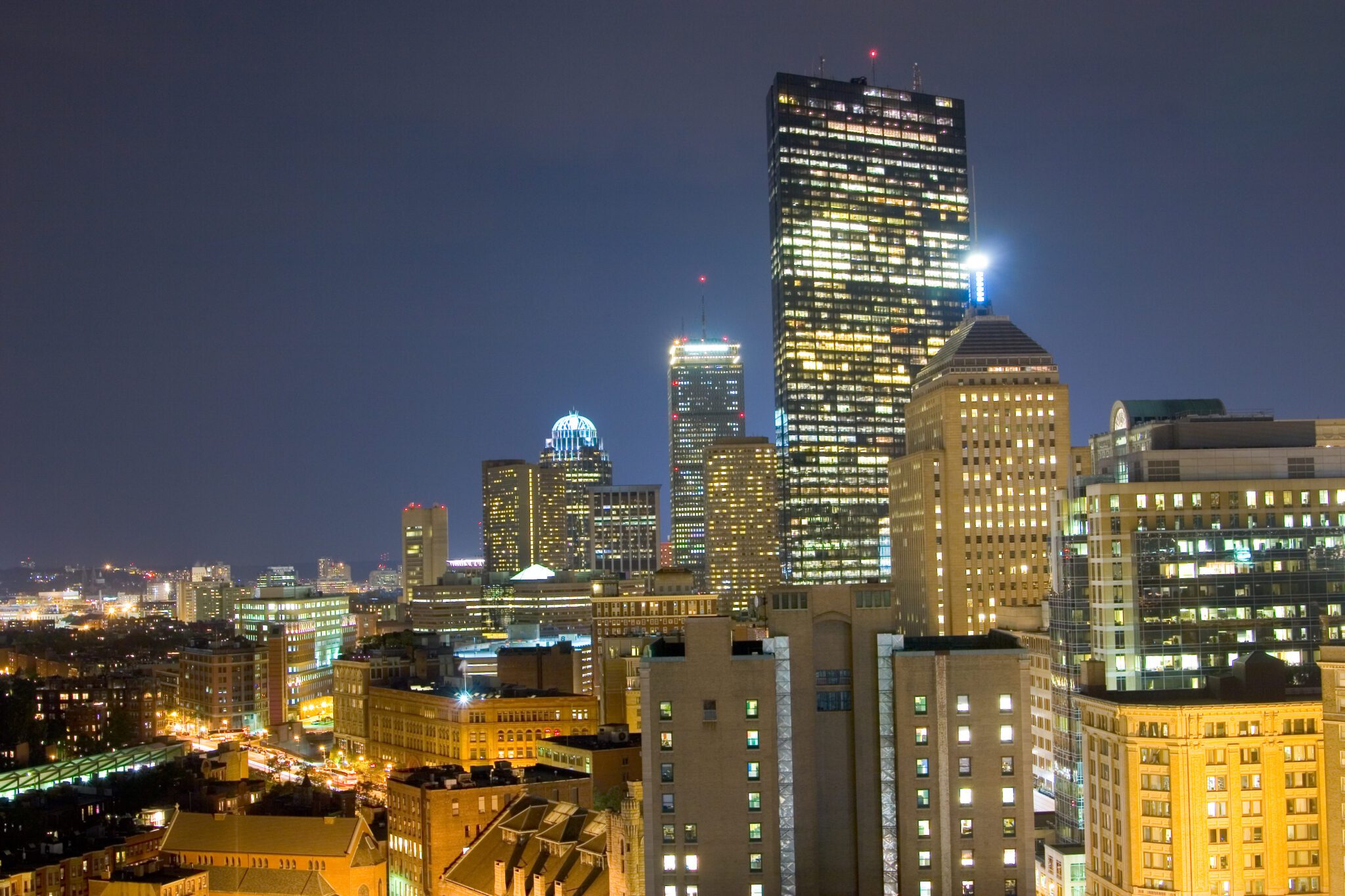 Boston skyline at night